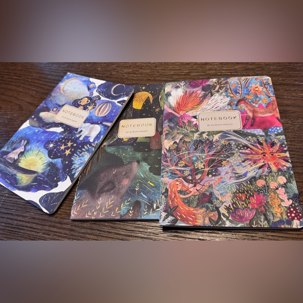 Set of 3 Journals - Dream • Electric Fantasy • Wolf Cub - BV By Bruno Visconti